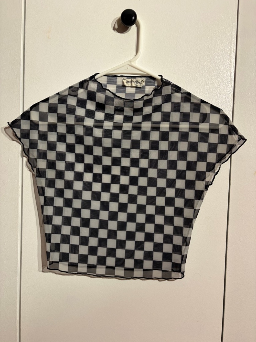 Darling Checker Mesh Crop Top - Black & White